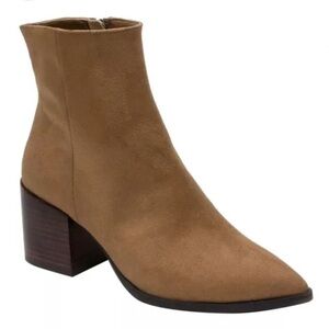New Linea Paolo Sadie Block Heel Bootie Point Toe Suede Tan Size 7